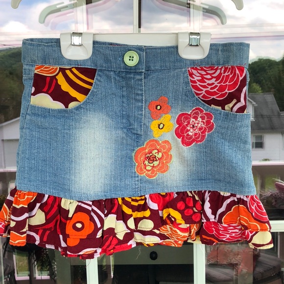Baby Gassy Gooma Red Flora Top and Jean Skirt 4T - Picture 3 of 6